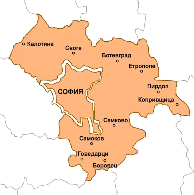 Sofia region map